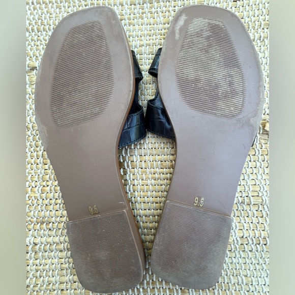 STEVE MADDEN s9.5 blk sandals-look NEW-all vegan-black croc embossed-versatile - Picture 7 of 7